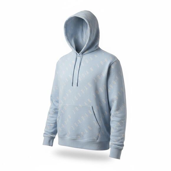 Nike Jordan Essentials AOP Pullover Fleece Hoodie Ice Blue/Sail Men's M - Picture 1 of 3